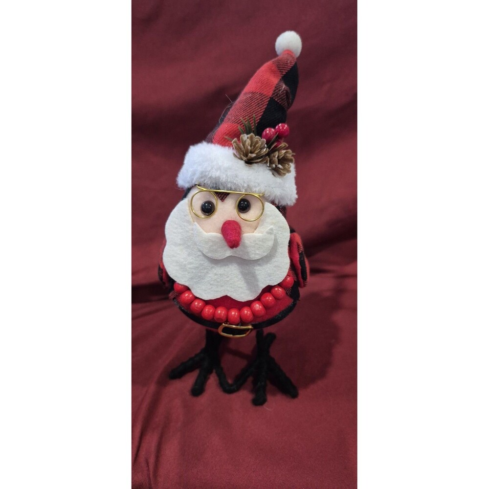 2021 Walmart Christmas Holiday Time Fabric Bird  Santa Beard Hat Beads EUC Decor